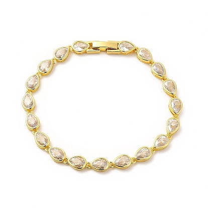 Bracelet chaîne à maillons en forme de larme avec zircon cubique transparent, bijoux en laiton de placage de rack pour les femmes, sans cadmium et sans plomb