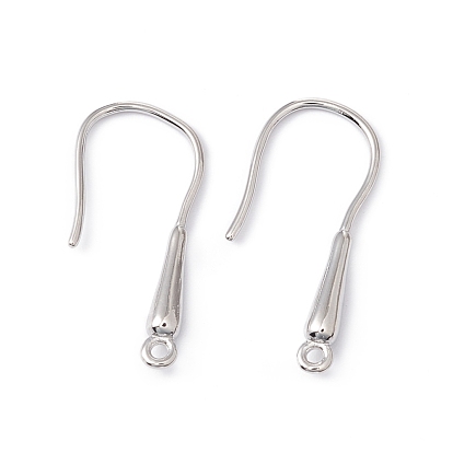 Rack Plating Brass Earring Hooks, with Horizontal Loops, Long-Lasting Plated, Cadmium Free & Lead Free