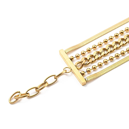 304 многожильный браслет из цепочек из нержавеющей стали для женщин, золотые