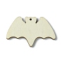 Halloween Single Face Printed Wood Big Pendants, Bat Shape Charms with BOO