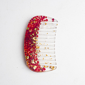 Resin Comb, with Lampwork Chips inside for Women Girls
