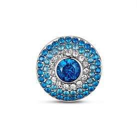 Tinysand 925 argent sterling le monde des perles européennes de zircone cubique bleue, 11.88x11.28x10.9mm, Trou: 4.6mm