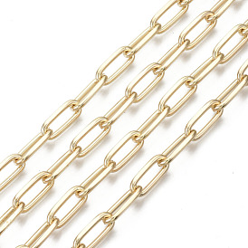 Unwelded Iron Paperclip Chains, Drawn Elongated Cable Chains, with Spool