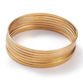 7Pcs Women's Simple Fashion Vacuum Plating 304 Stainless Steel Stackable Bangles