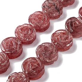 Naturel de fraise de quartz brins de perles, rose
