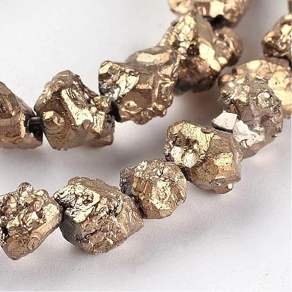 Гальванизированный натуральный камень кости дракона, самородки, 6~12x6~8x4~7 мм, отверстие : 0.8~1 мм, около 58~60 шт / нитка, 15.5 дюйм ~ 15.7 дюйм