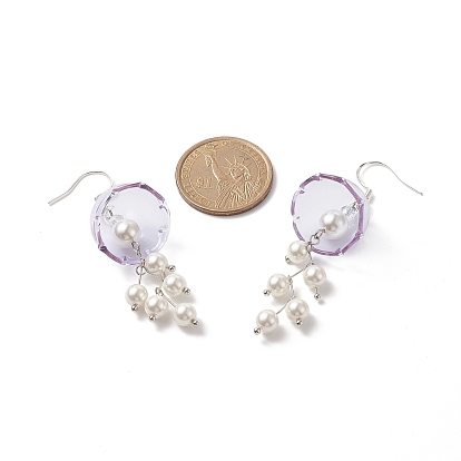 4 paires 4 boucles d'oreilles pendantes avec carillon éolien, coquille de couleur, perle, fleur, 304 bijoux en acier inoxydable pour femmes