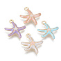 Alloy Enamel Pendants, Cadmium Free & Lead Free, Starfish Shape, Light Gold