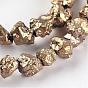 Cordones de perlas de piedra de hueso de dragón natural electrochapado, pepitas, 6~12x6~8x4~7 mm, agujero: 0.8~1 mm, sobre 58~60 unidades / cadena, 15.5 pulgada ~ 15.7 pulgada