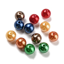 Perles en plastique ABS peintes au four, ronde, teint