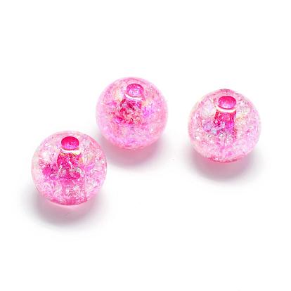 Crackle Style Acrylic Beads, AB Colour, Inside Color, Round