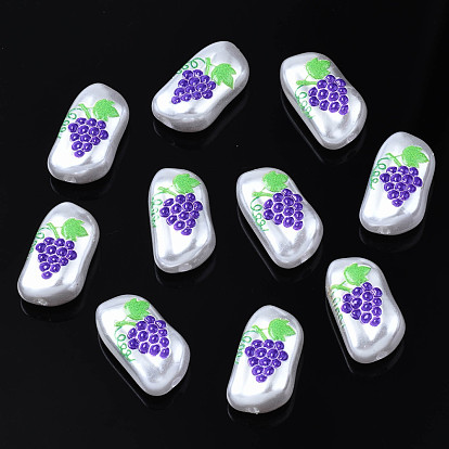 3 d cuentas de perlas de imitación de plástico abs impresas, oval con uva