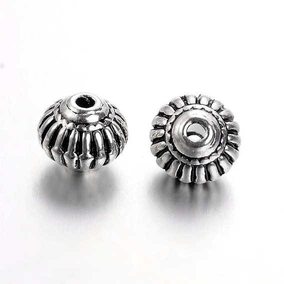 Perles toupies en alliage de style tibétain, sans cadmium et sans plomb, 8x6.5mm, trou: 1.5 mm, environ 950 pcs / 1000 g