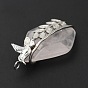 Natural Rose Quartz Pendants, Teardrop Charm, with Stainless Steel Color Plated 304 Stainless Steel Bird Findings