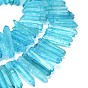 Крашеные природный кварц нитей кристалл самородок из бисера, 22~51x7~9x6~7 мм, отверстие : 1 мм, около 59~62 шт / нитка, 15.3 дюйм