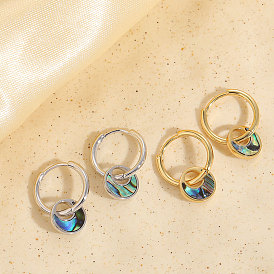 Chic and Versatile 14K Gold-Plated Abalone Shell Hoop Earrings for Women