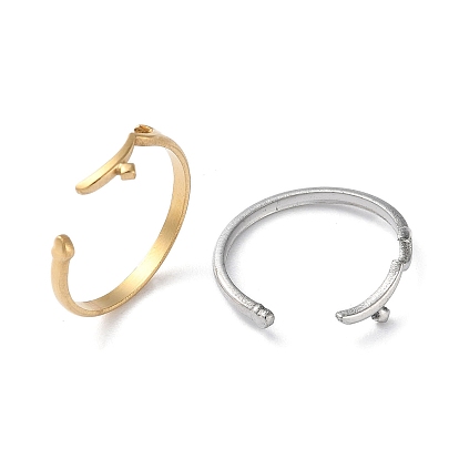 304 Stainless Steel Open Cuff Rings, Heart with Moon