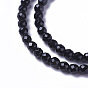 Brins de perles d'onyx noir naturel, teint et chauffé, facette, ronde