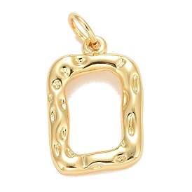 Rack Plating Real 18K Gold Plated Brass Pendants, with Jump Rings, Long-Lasting Plated, Lead Free & Cadmium Free, Rectangle