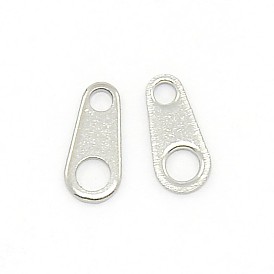 304 Stainless Steel Chain Tabs, Chain Extender Connectors, Teardrop, 6.5x3x0.5mm, Hole: 1mm & 1.5mm
