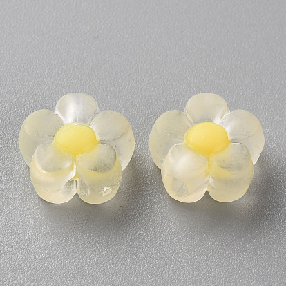 Transparent Acrylic Beads, Frosted, Bead in Bead, Flower