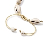Bracelet de cheville en perles tressées en coquillage naturel avec perles turquoise synthétiques, bracelet de cheville réglable en nylon tressé