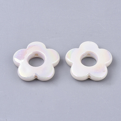 Opaques cadres de perles acryliques, de couleur plaquée ab , fleur
