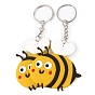 Брелок с подвеской в виде пчел из ПВХ пластика, с металлическими кольцами для ключей, аксессуары для сумок для ключей от машины