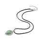 4 pcs 4 style colliers pendentif cage feuille de pierres précieuses mélangées naturelles sertis de cordons cirés pour les femmes
