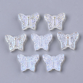 Transparent Glass Beads, AB Color Plated, Butterfly