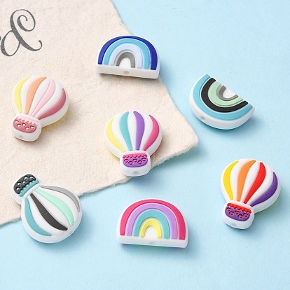 10Pcs 10 Styles Silicone Beads, For Teethers, Rainbow & Hot Air Balloon Shaped