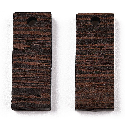 Pendentifs en bois de wengé naturel, non teint, charme rectangle
