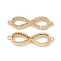 Brass Micro Pave Clear Cubic Zirconia Connector Charms, Infinity Links