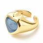 Кольцо-манжета с эмалевым сердцем, долговечное открытое кольцо из латуни с покрытием для девушек и женщин, без кадмия и без свинца