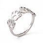 201 Stainless Steel Hollow Out Dog Paw Prints Adjustable Ring for Women