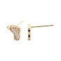 Clear Cubic Zirconia Footprint Stud Earrings, Ion Plating(IP) Brass Jewelry for Women, Nickel Free