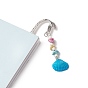 Signets pendentifs coquillages peints à la bombe, marqueur de livre crochet en alliage motif sirène de style tibétain avec perles turquoises synthétiques
