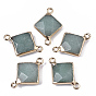 Natural Gemstone Links/Connectors, with Golden Tone Iron Edge, Faceted, Rhombus