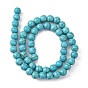 Perles howlite synthétiques, teint, ronde, turquoise