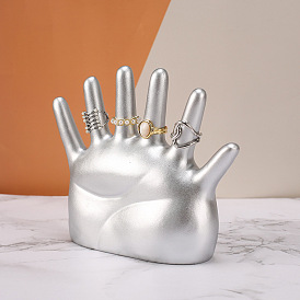 6 Fingers Hand Shaped Resin Ring Display Stands, Jewelry Storage for Rings Storage