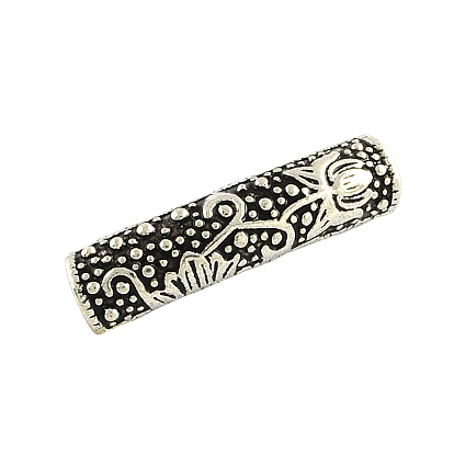 Tibetan Style Hollow Alloy Curved Tube Beads, Curved Tube Noodle Beads, Cadmium Free & Lead Free, 24x6mm, Hole: 3.5mm, about 436pcs/1000g