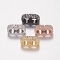 Micro cuivres ouvrent zircone cubique liens multi-brins, pour la fabrication de bracelets en cuir, ovale, clair