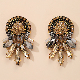 Exaggerated Alloy Diamond Earrings, Bohemian Style with Full Rhinestone for Women