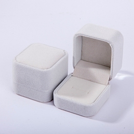 Square Velvet Ring Jewelry Boxes, Finger Ring Storage Gift Case for Wedding Engagement