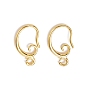 Brass Earring Hooks, with Horizontal Loop, Long-Lasting Plated