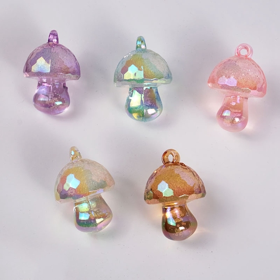Pendentifs acryliques transparents de style bulle, de couleur plaquée ab , champignons