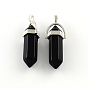 Black Stone Pendants with Alloy Findings