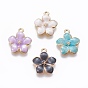 Alloy Enamel Pendants, Flower, Light Gold