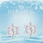 SHEGRACE 925 Sterling Silver Ear Studs, with Micro Pave AAA Cubic Zirconia, Snowflake