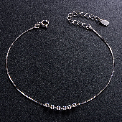 SHEGRACE Simple Elegant 925 Sterling Silver Anklet, with Six Small Beads